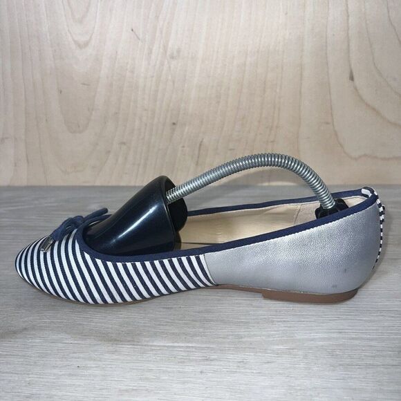 Crown & Ivy Mia Blue/White/Silver Striped Flats Women's 7 - Picture 6 of 11